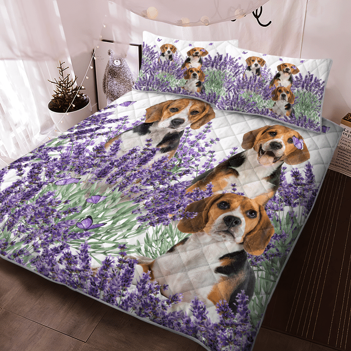 Beagle-Lavender-Quilt-Bedding-Set-1