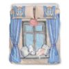 Beautiful White Cat In The Window Duvet Cover and Pillowcase Set Bedding Set