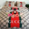 Bee Gucci Brand Gc Logo Khaki Pattern Quilt Bedding Set
