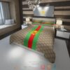 Bee Gucci Brand Khaki Pattern Quilt Bedding Set