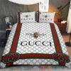 Bee Gucci White Pattern Quilt Bedding Set