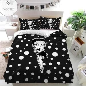 Betty Boop Black And White Dot Bedding Set (Duvet Cover & Pillow Cases)-