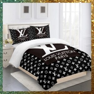 Black And White Louis Vuitton Bedding Set