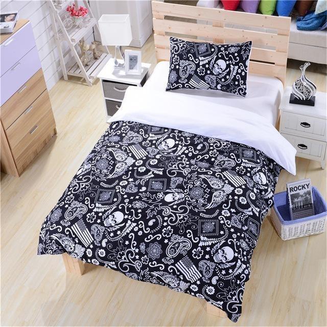 Black And White Skull Duvet Cover and Pillowcase Set Bedding Set Black And White Skull Duvet Cover and Pillowcase Set Bedding Set