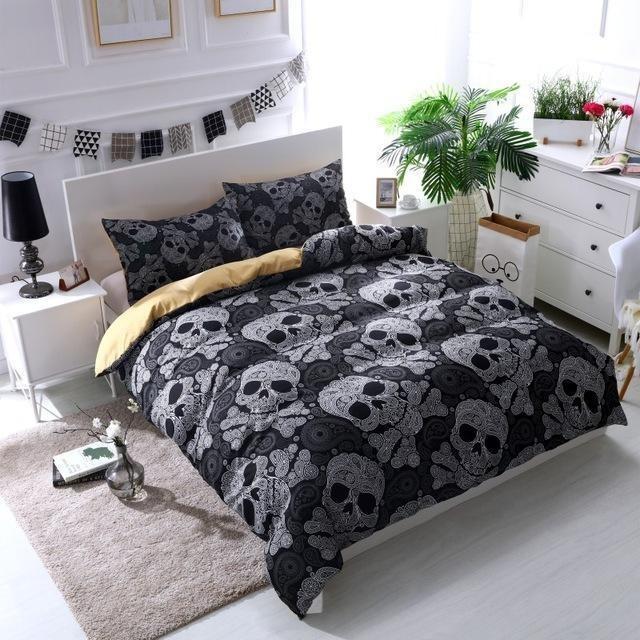 Black Bohemian Bones Duvet Cover and Pillowcase Set Bedding Set Black Bohemian Bones Duvet Cover and Pillowcase Set Bedding Set