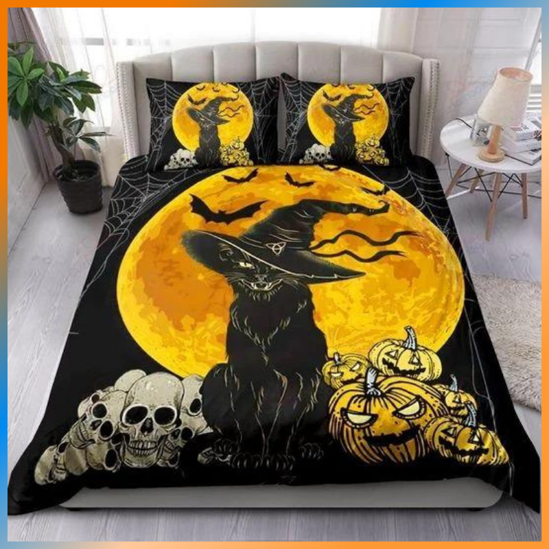 Black Cat Halloween Bedding Set Black Cat Halloween Bedding Set