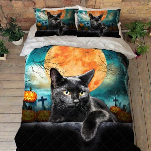 Black-Cat-Halloween-Moon-Quilt-Bedding-Set-1