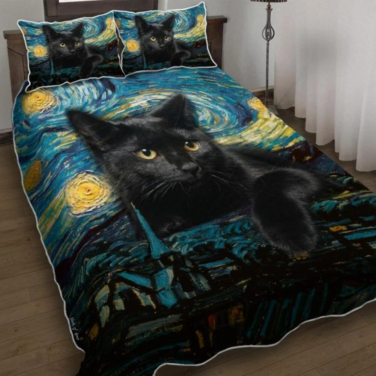 Black-Cat-Starry-Night-Quilt-Bedding-Set-1