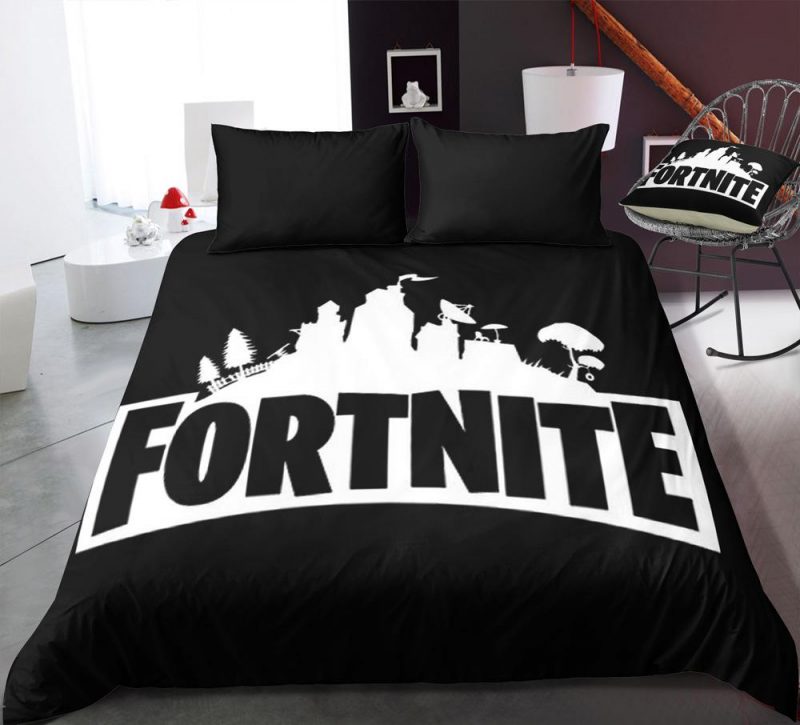 Black Fortnite Gamer Duvet Cover and Pillowcase Set Bedding Set Black Fortnite Gamer Duvet Cover and Pillowcase Set Bedding Set