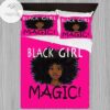 Black Girl African Pink Background Duvet Cover Bedding Set