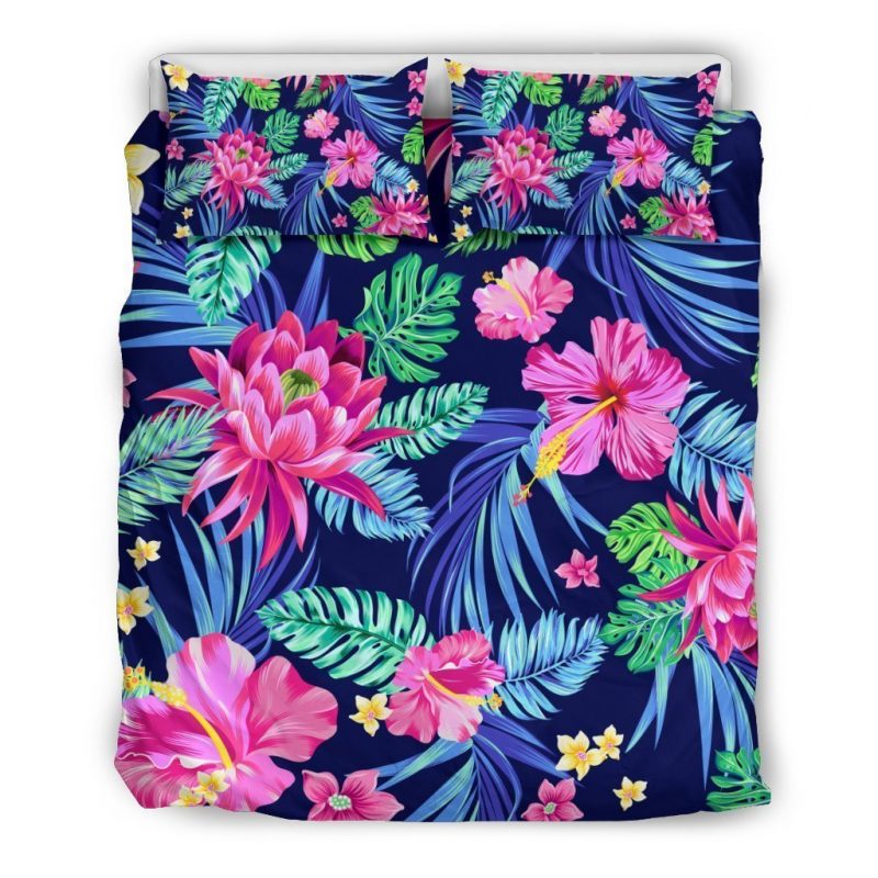 Blossom Tropical Flower Pattern Print Duvet Cover and Pillowcase Set Bedding Set Blossom Tropical Flower Pattern Print Duvet Cover and Pillowcase Set Bedding Set
