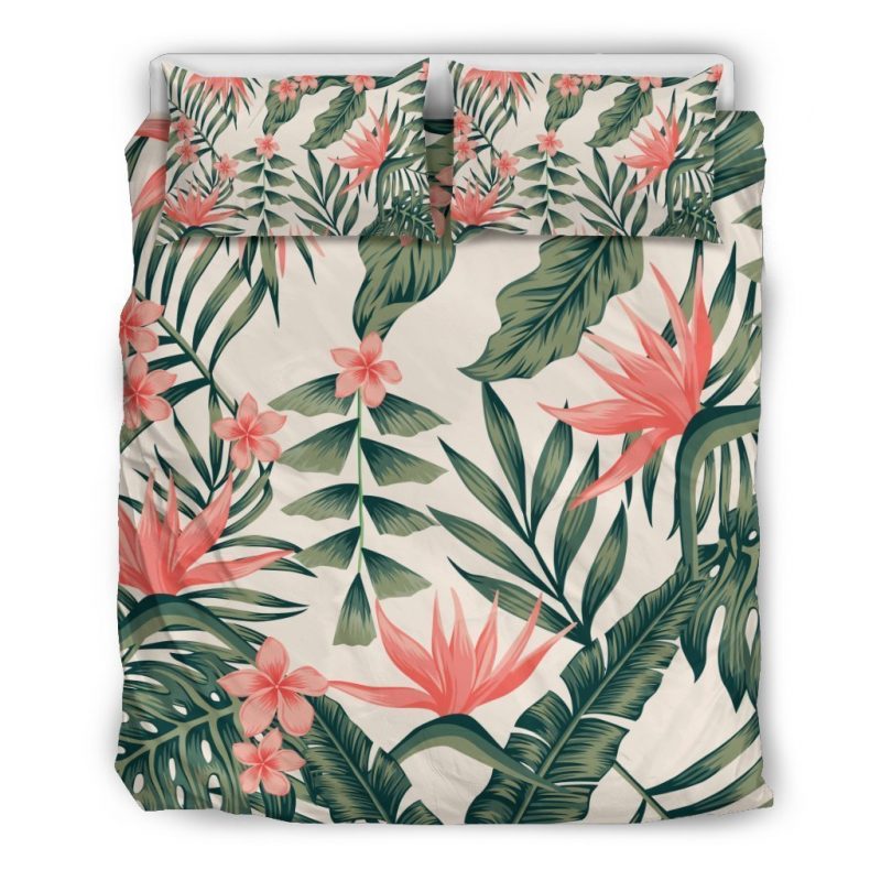 Blossom Tropical Leaves Pattern Print Duvet Cover and Pillowcase Set Bedding Set Blossom Tropical Leaves Pattern Print Duvet Cover and Pillowcase Set Bedding Set