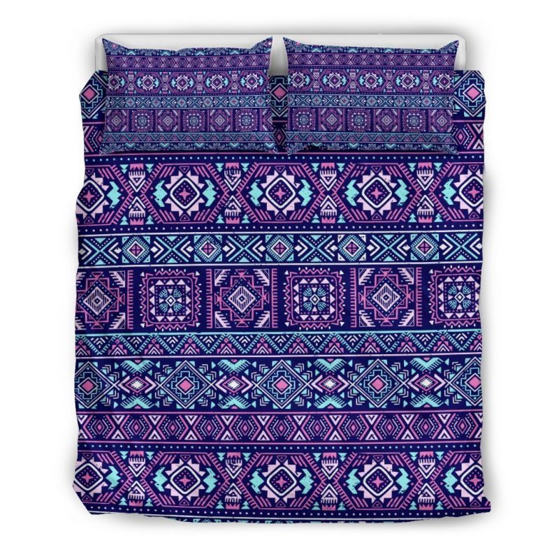 Blue And Pink Aztec Pattern Print Duvet Cover and Pillowcase Set Bedding Set Blue And Pink Aztec Pattern Print Duvet Cover and Pillowcase Set Bedding Set