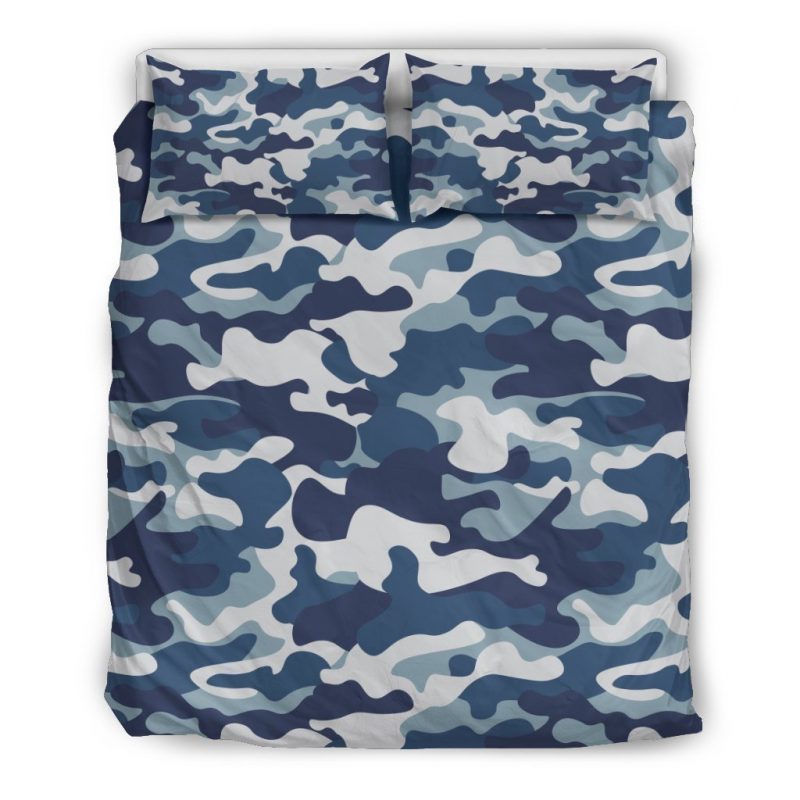 Blue And White Camouflage Print Duvet Cover and Pillowcase Set Bedding Set Blue And White Camouflage Print Duvet Cover and Pillowcase Set Bedding Set