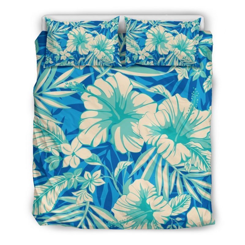 Blue Blossom Tropical Pattern Print Duvet Cover and Pillowcase Set Bedding Set Blue Blossom Tropical Pattern Print Duvet Cover and Pillowcase Set Bedding Set