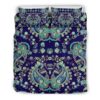 Blue Bohemian Paisley Pattern Print Duvet Cover and Pillowcase Set Bedding Set