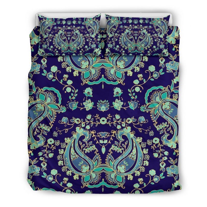 Blue Bohemian Paisley Pattern Print Duvet Cover and Pillowcase Set Bedding Set Blue Bohemian Paisley Pattern Print Duvet Cover and Pillowcase Set Bedding Set