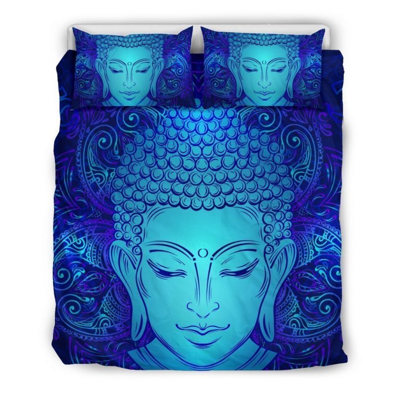Blue Buddha Print Duvet Cover and Pillowcase Set Bedding Set Blue Buddha Print Duvet Cover and Pillowcase Set Bedding Set