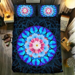 Blue Butterfly Mandala 0928 Duvet Cover and Pillowcase Set Bedding Set
