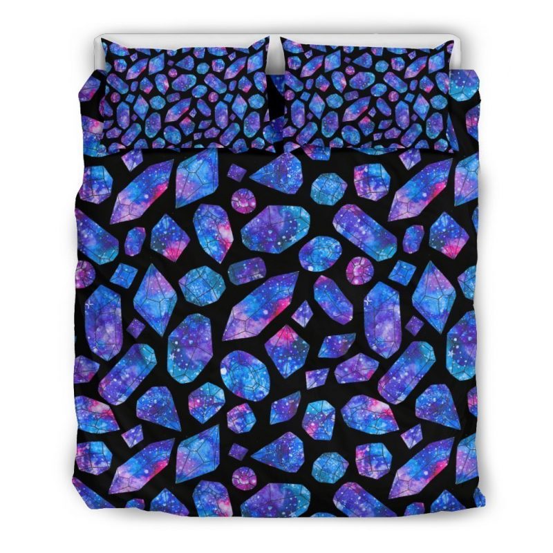Blue Crystal Cosmic Galaxy Space Print Duvet Cover and Pillowcase Set Bedding Set Blue Crystal Cosmic Galaxy Space Print Duvet Cover and Pillowcase Set Bedding Set