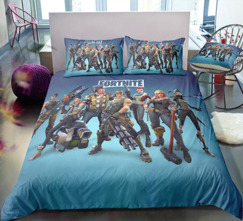 Blue Fortnite Gamer Duvet Cover and Pillowcase Set Bedding Set Blue Fortnite Gamer Duvet Cover and Pillowcase Set Bedding Set