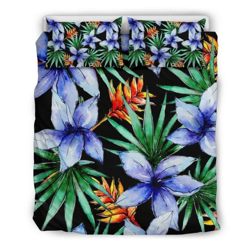 Blue Hawaiian Wildflowers Pattern Print Duvet Cover and Pillowcase Set Bedding Set Blue Hawaiian Wildflowers Pattern Print Duvet Cover and Pillowcase Set Bedding Set