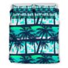 Blue Hibiscus Palm Tree Pattern Print Duvet Cover and Pillowcase Set Bedding Set