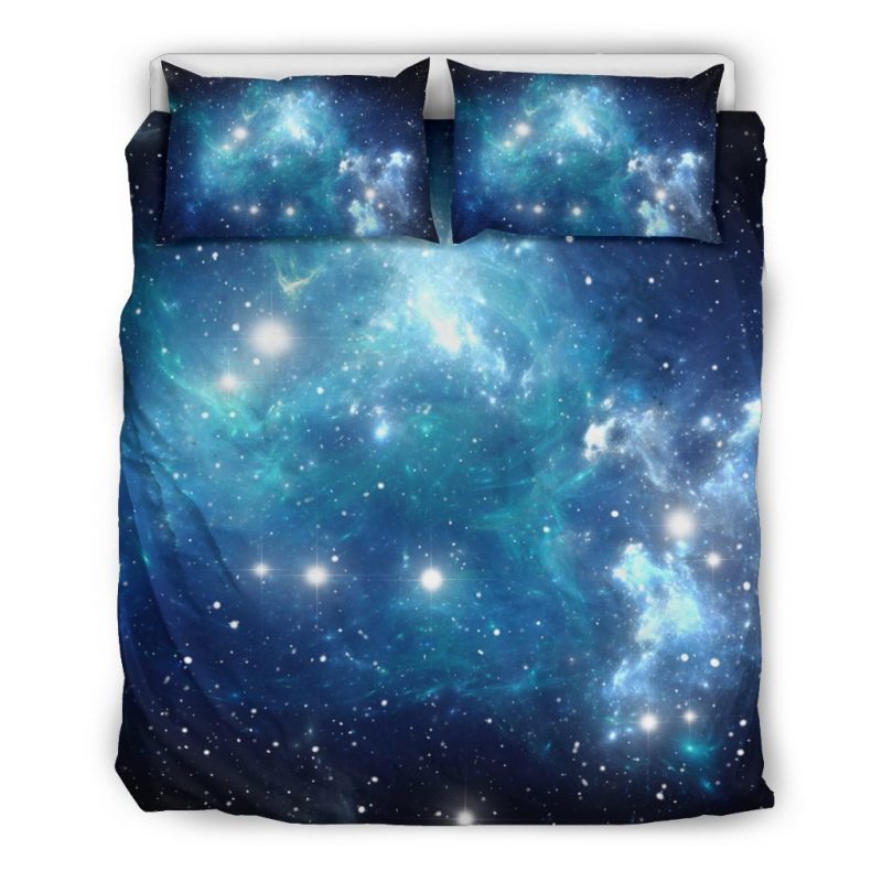 Blue Light Sparkle Galaxy Space Print Duvet Cover and Pillowcase Set Bedding Set Blue Light Sparkle Galaxy Space Print Duvet Cover and Pillowcase Set Bedding Set