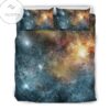 Blue Orange Stardust Galaxy Space Print Duvet Cover Bedding Set-