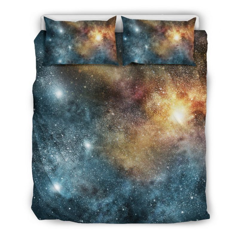 Blue Orange Stardust Galaxy Space Print Duvet Cover and Pillowcase Set Bedding Set Blue Orange Stardust Galaxy Space Print Duvet Cover and Pillowcase Set Bedding Set