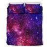 Blue Purple Stardust Galaxy Space Print Duvet Cover and Pillowcase Set Bedding Set