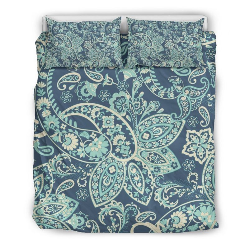 Blue Sky Paisley Bohemian Pattern Print Duvet Cover and Pillowcase Set Bedding Set Blue Sky Paisley Bohemian Pattern Print Duvet Cover and Pillowcase Set Bedding Set