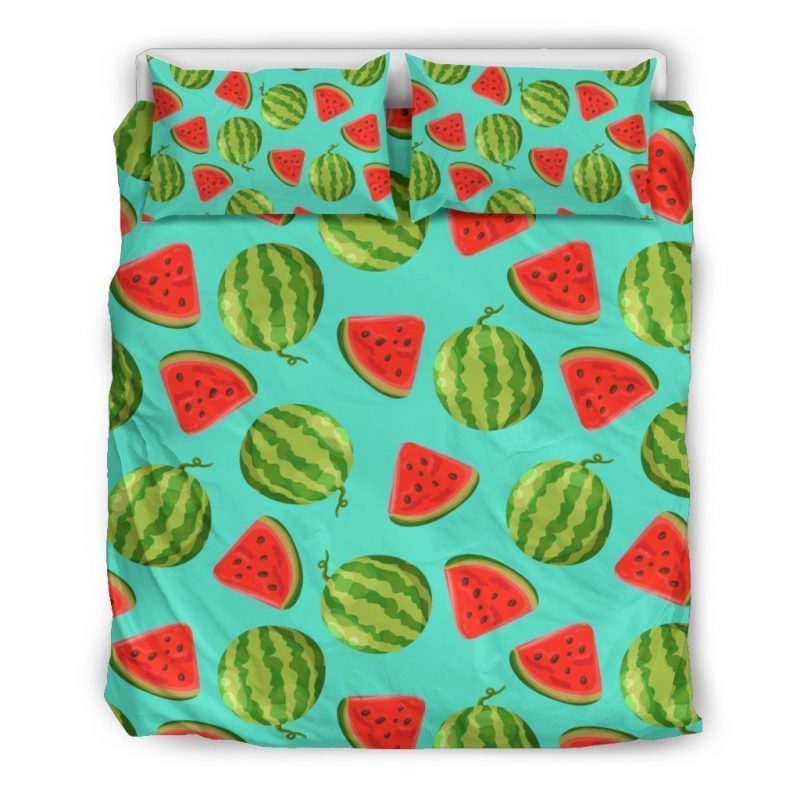 Blue Summer Watermelon Pattern Print Duvet Cover and Pillowcase Set Bedding Set Blue Summer Watermelon Pattern Print Duvet Cover and Pillowcase Set Bedding Set