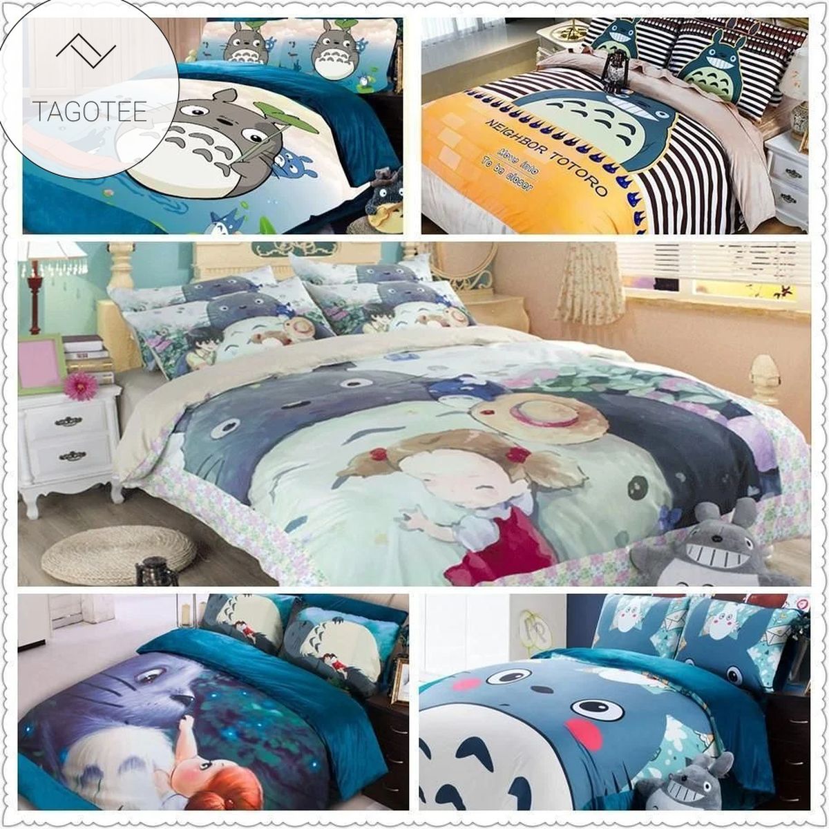 Blue Totoro Bedding Set For Children (Duvet Cover & Pillow Cases) Blue Totoro Bedding Set For Children (Duvet Cover & Pillow Cases)