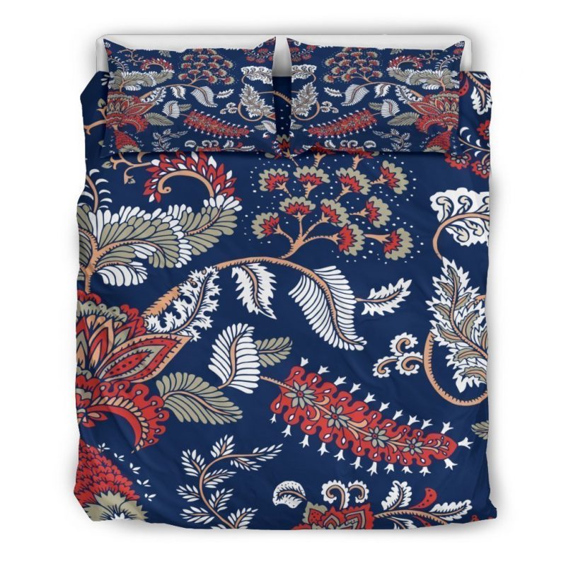 Blue Vintage Bohemian Floral Print Duvet Cover and Pillowcase Set Bedding Set Blue Vintage Bohemian Floral Print Duvet Cover and Pillowcase Set Bedding Set
