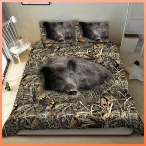 Boar Hunting Camo Quilt Bedding Set