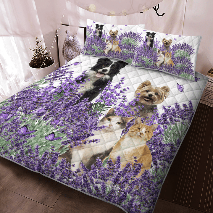 Boder-Collie-Yorkie-Cats-Quilt-Bedding-Set-1