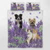 Boder Collie Yorkie Cats Quilt Bedding Set