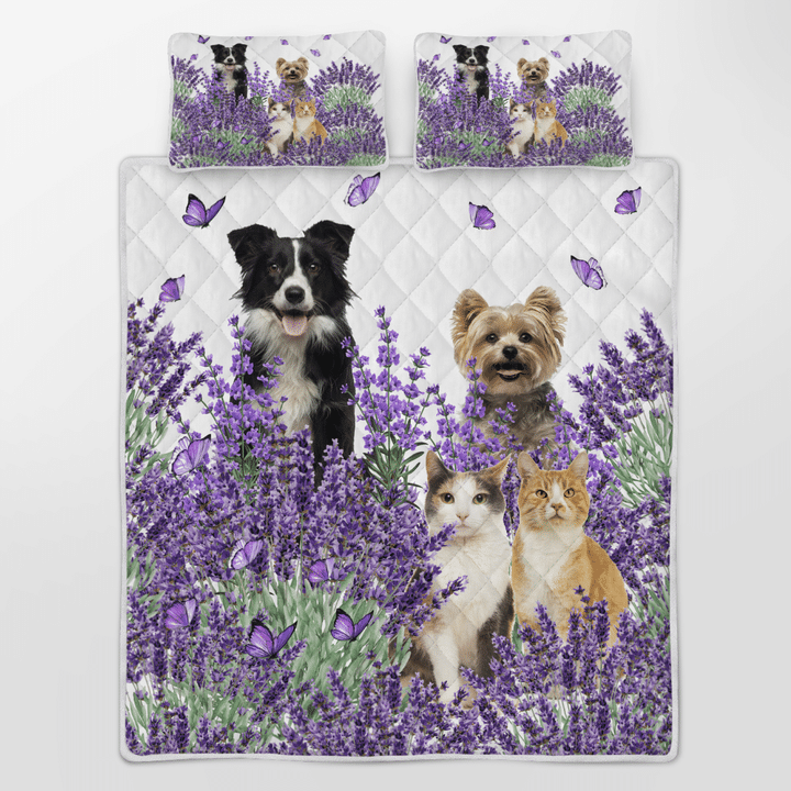 Boder Collie Yorkie Cats Quilt Bedding Set Boder Collie Yorkie Cats Quilt Bedding Set