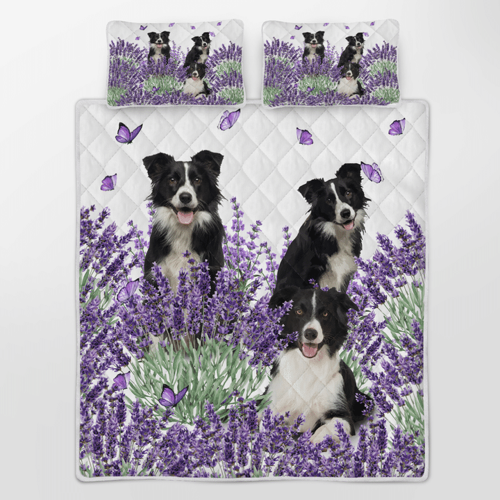 Border Collie Lavender Quilt Bedding Set Border Collie Lavender Quilt Bedding Set