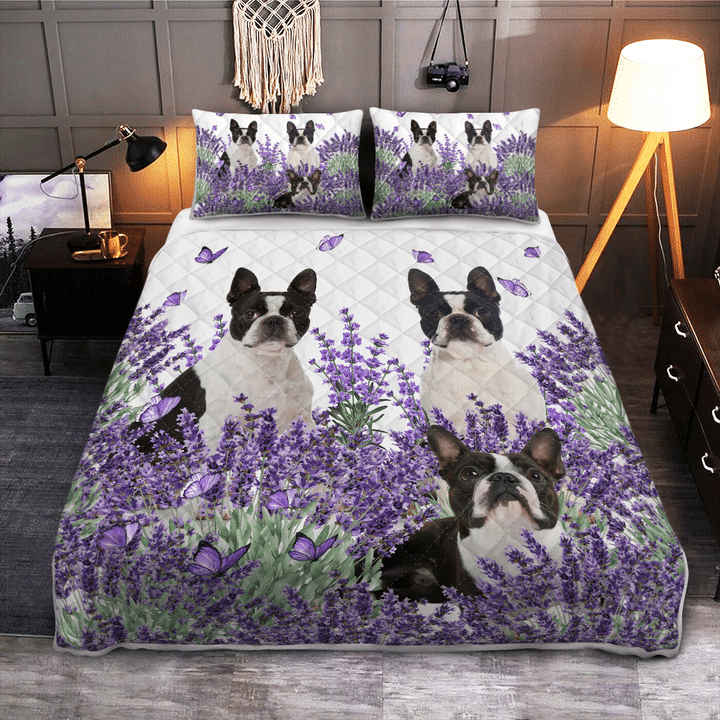 Boston-Terrier-Lavender-Quilt-Bedding-Set-1