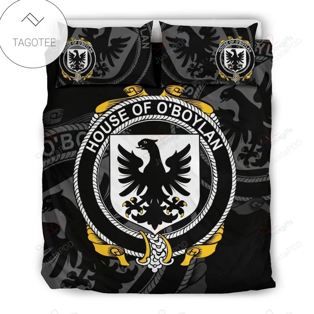 Boylan Family Crest Shamrock Bedding Set (Duvet Cover & Pillow Cases)- Boylan Family Crest Shamrock Bedding Set (Duvet Cover & Pillow Cases)-
