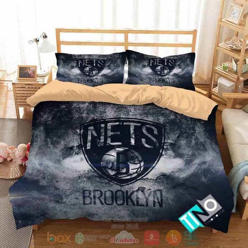 Brooklyn Nets Nba Logo Grey Bedding Set Brooklyn Nets Nba Logo Grey Bedding Set