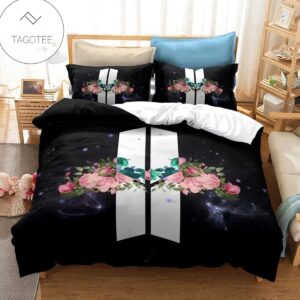 Bts 3D Logo Flowers Bedding Set For Fans (Duvet Cover & Pillow Cases)