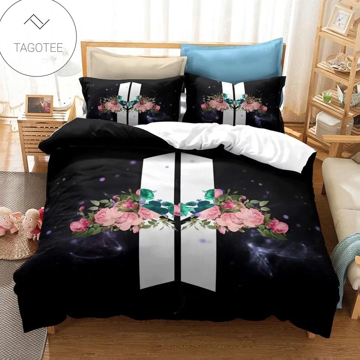 Bts 3D Logo Flowers Bedding Set For Fans (Duvet Cover & Pillow Cases) Bts 3D Logo Flowers Bedding Set For Fans (Duvet Cover & Pillow Cases)
