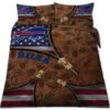 Buffalo Bills Nfl American Flag Leather Pattern Bedding Set
