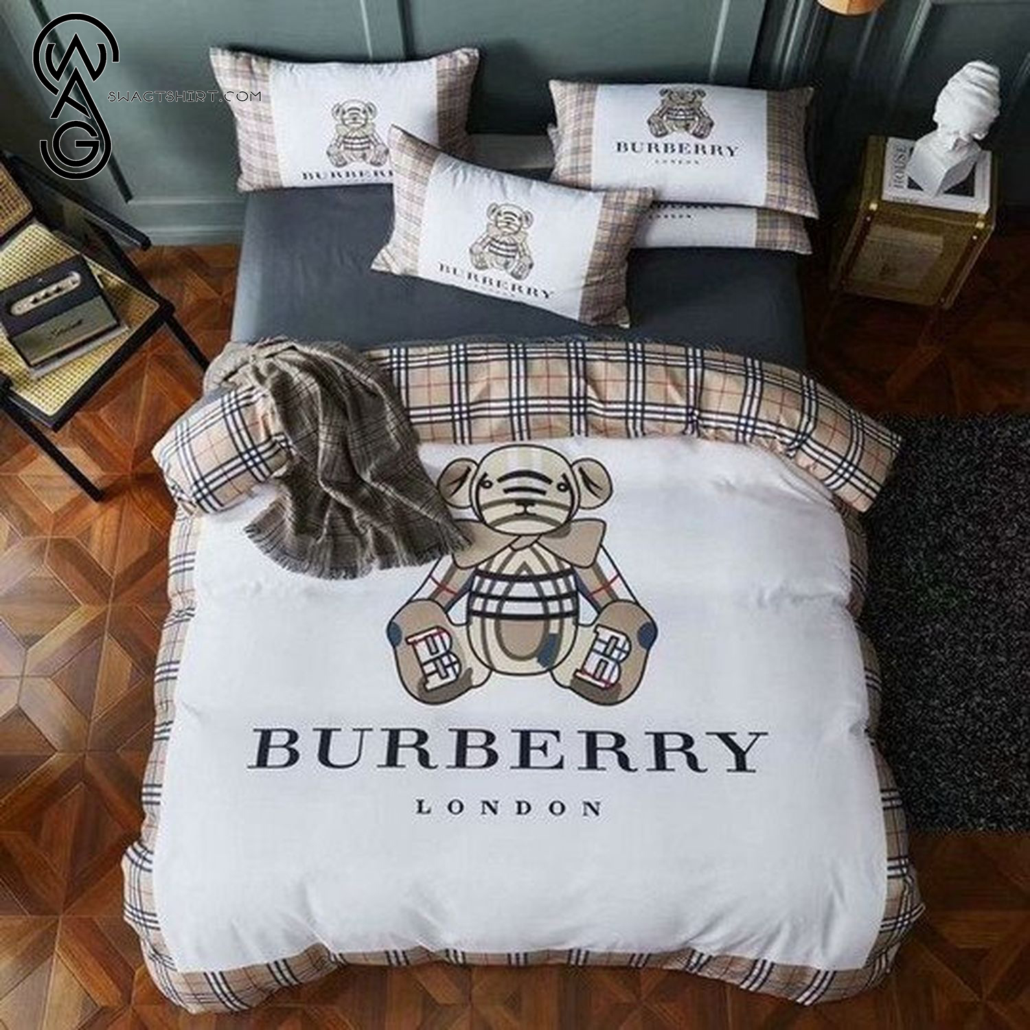 Burberry Bear Logo Full Print Bedding Set Burberry Bear Logo Full Print Bedding Set