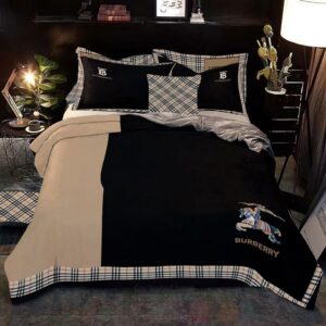 Burberry Black-Cream Luxury Brand Bedding Set