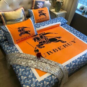 Burberry Blue Orange Bedding Set