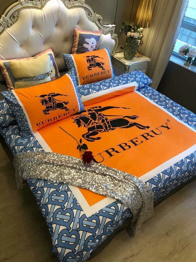 Burberry-Blue-Orange-Duvet-Cover-Pillow-Cases-Quilt-Bedding-Set-1